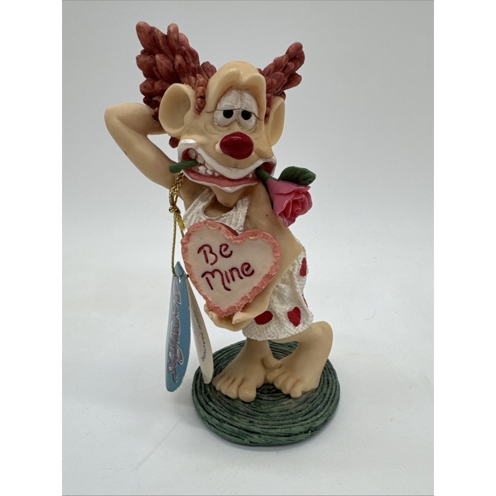 Vintage 1997 Slapstix " Be Mine" Valentines Day Hand Painted Resin‎ Clown Figure